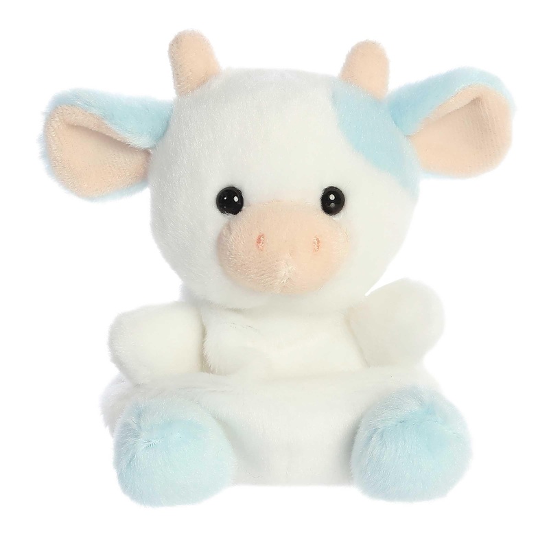 Aurora Adorable Palm Pals Skyla Blueberry Cow Stuffed Animal - Pocket-Sized Play - Collectable Fun - Blue 5 Inches