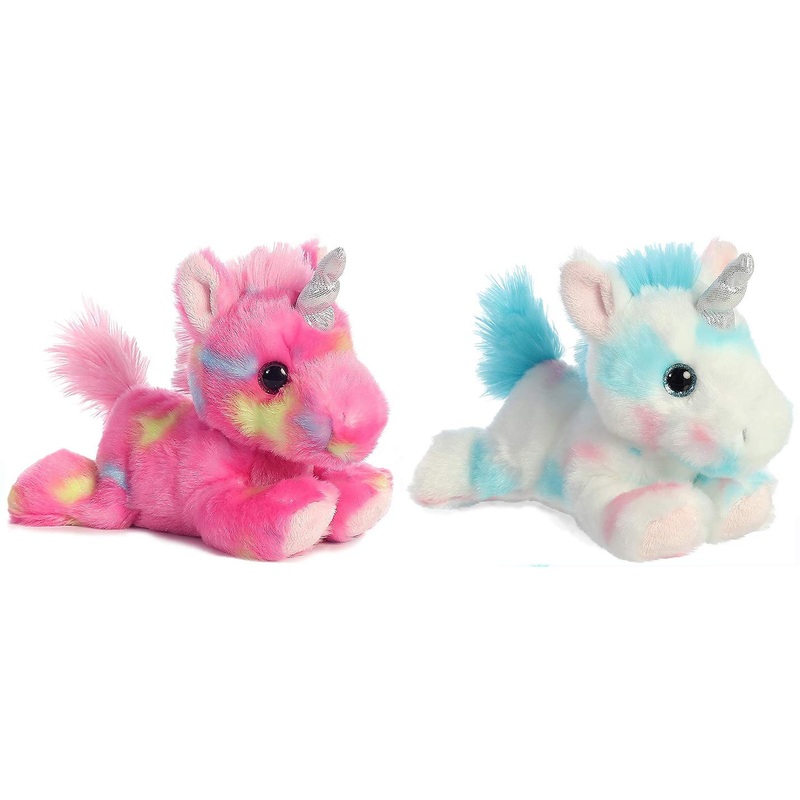 Aurora Bundle Of 2 Stuffed Beanbag Animals - Jelly Roll Unicorn And Cake Pop Unicorn, Pinkwhite, Multicolor, 7 Inches