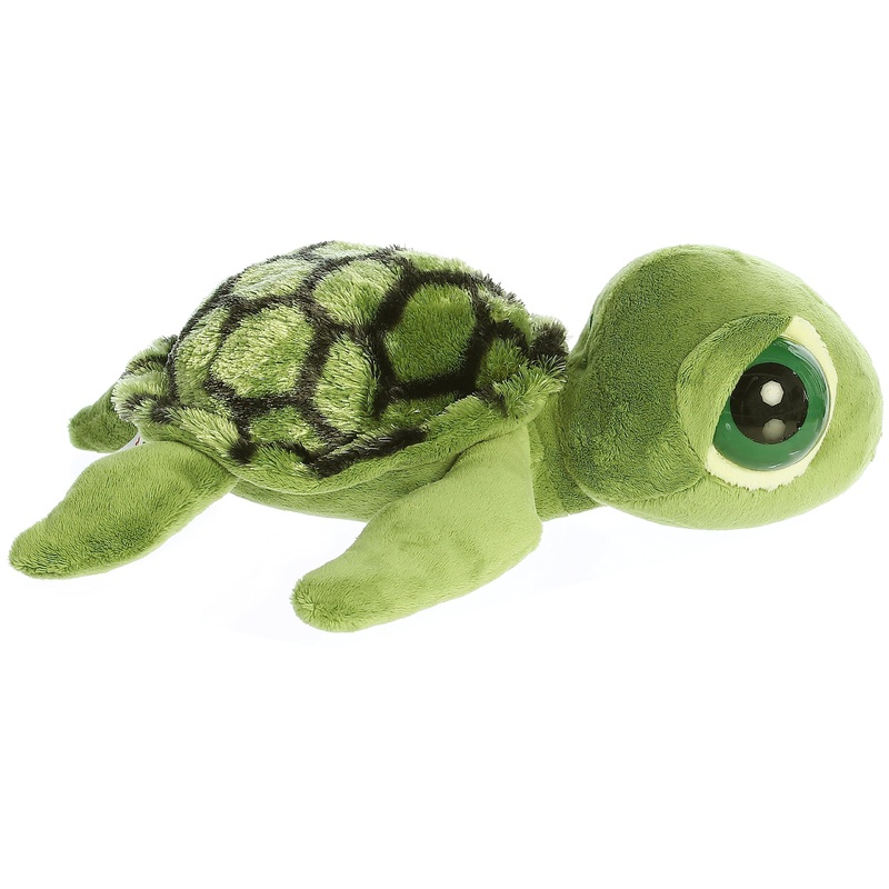 Aurora Enchanting Dreamy Eyes Slide Sea Turtle Stuffed Animal - Captivating Gaze - Aesthetic Appeal - Green 10 Inches