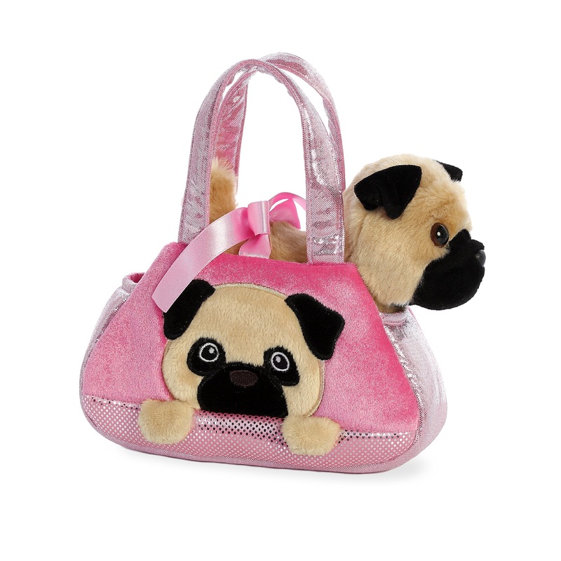 Aurora Fashionable Fancy Pals Peek-A Boo Pug Stuffed Animal - On-The-Go Companions - Stylish Accessories - Multicolor 7 Inches