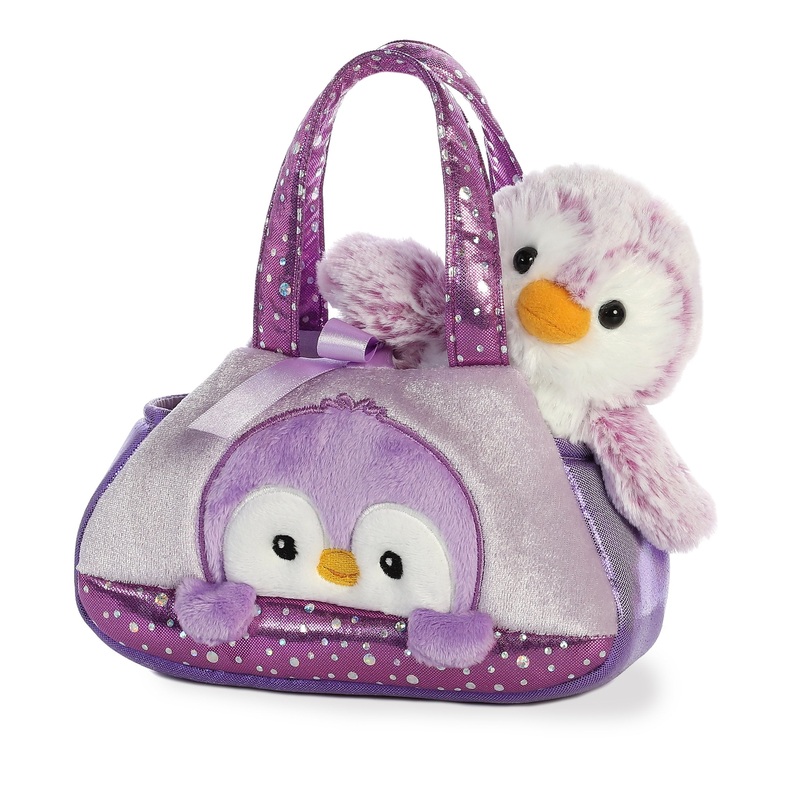 Aurora Fashionable Fancy Pals Pompom Penguin Stuffed Animal - On-The-Go Companions - Stylish Accessories - Purple 7 Inches