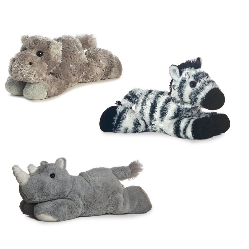 Aurora Howard Hippo Zany Zebra Rhino Mini Flopsie 8' Bundle