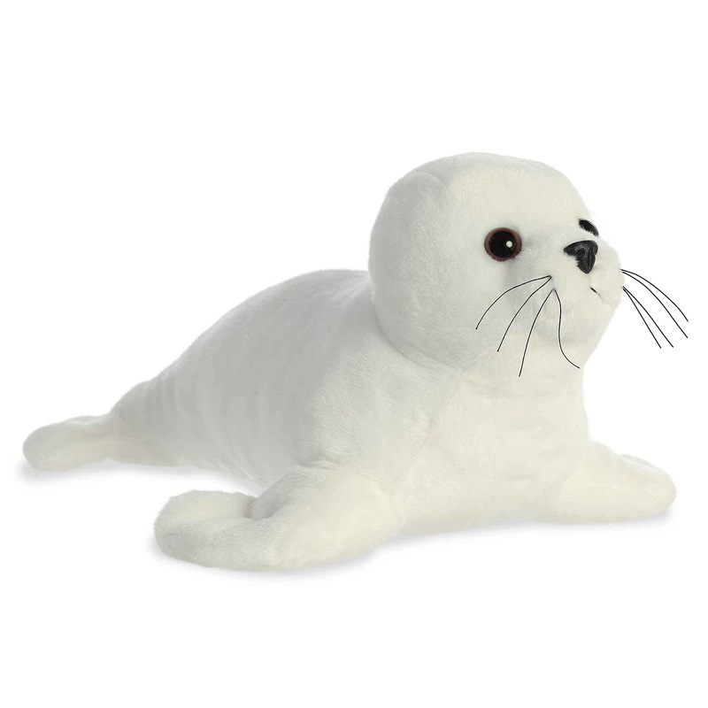 Aurora Huggable Destination Nation Harp Seal Stuffed Animal - Global Exploration - Learning Fun - White 13 Inches