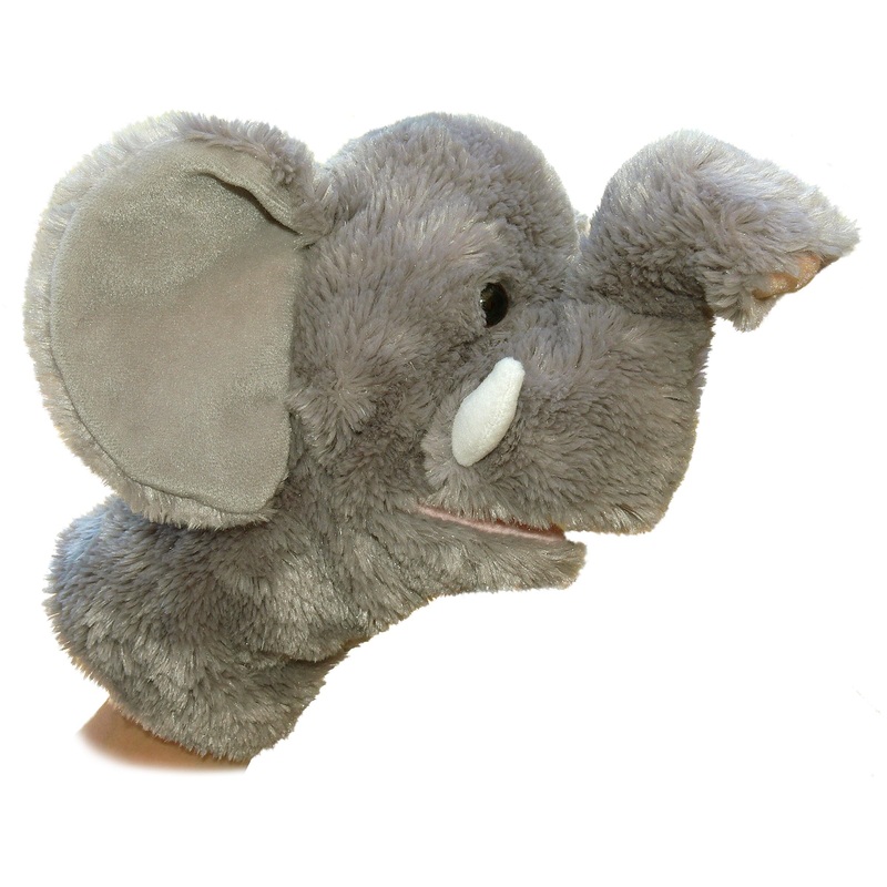 Aurora Interactive Hand Puppet Elephant Stuffed Animal - Storytelling Adventures - Playful Learning - Gray 10 Inches