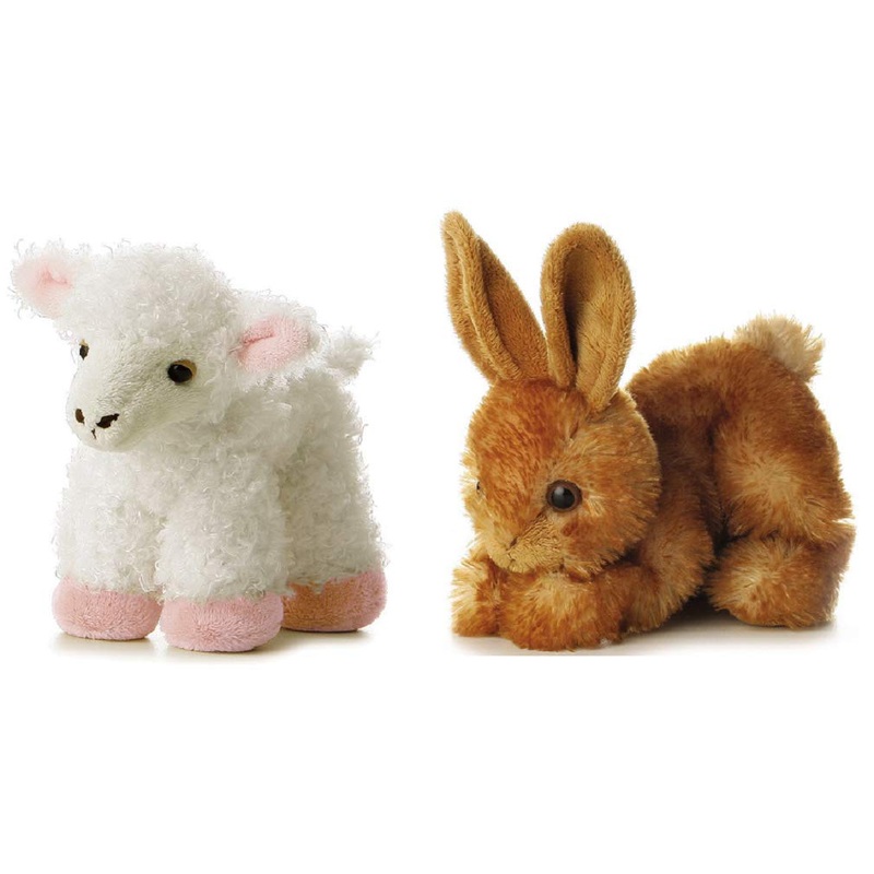 Aurora Plush 8' Mini Flopsies Bundle, Bitty Bunny & Lana Lamb, Brown