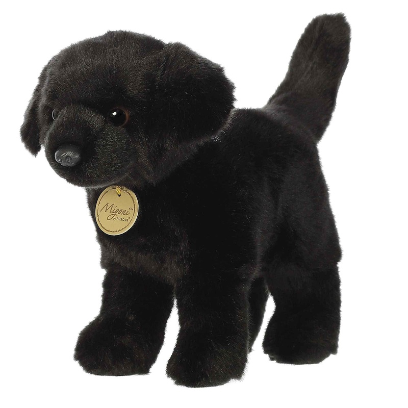 Aurora Realistic Miyoni Black Labrador Stuffed Animal - Lifelike Detail - Cherished Companionship - Black 10 Inches