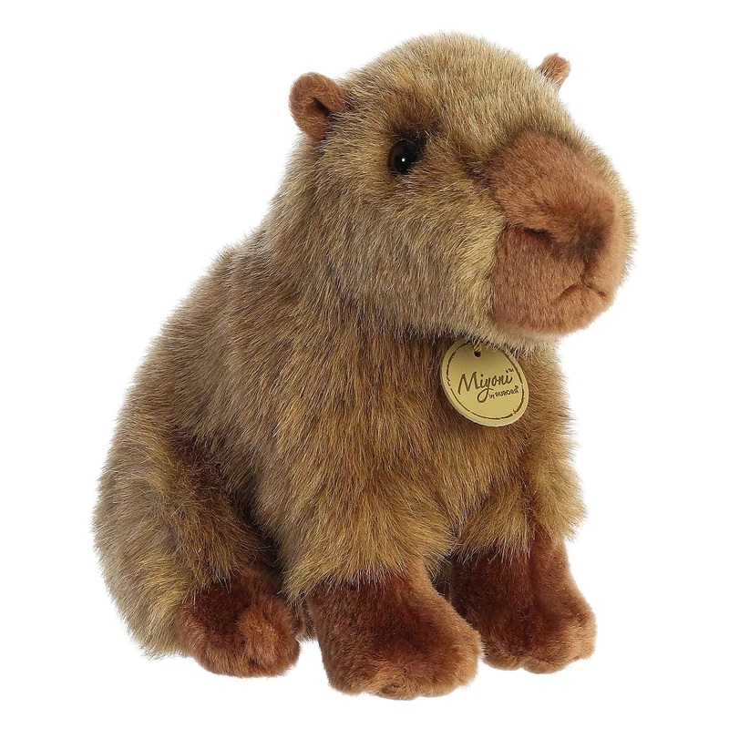 Aurora Realistic Miyoni Capybara Stuffed Animal - Lifelike Detail - Cherished Companionship - Brown 9 Inches