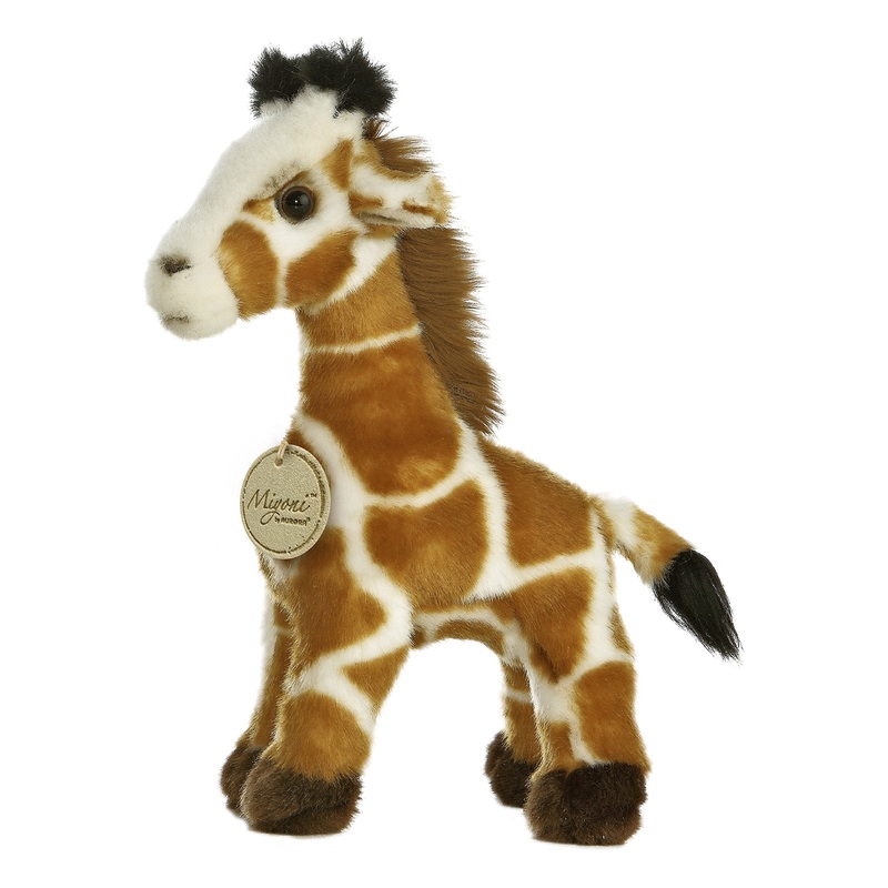 Aurora Realistic Miyoni Giraffe Stuffed Animal - Lifelike Detail - Cherished Companionship - Brown 9 Inches
