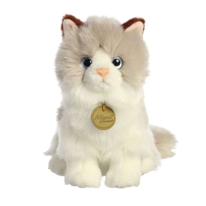 Aurora Realistic Miyoni Ragdoll Cat Stuffed Animal - Lifelike Detail - Cherished Companionship - White 9 Inches