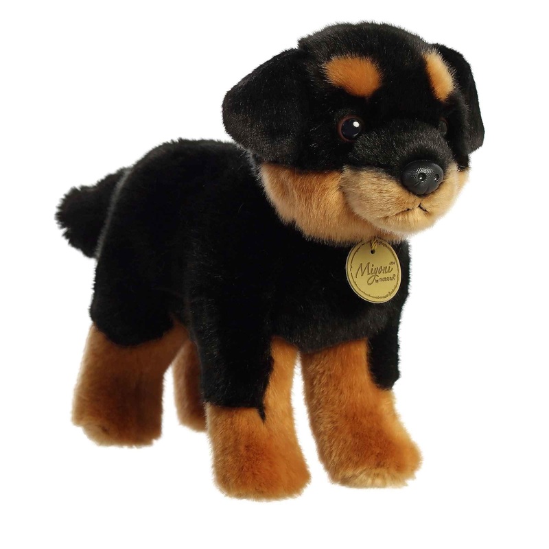 Aurora Realistic Miyoni Rottweiler Stuffed Animal - Lifelike Detail - Cherished Companionship - Black 10 Inches