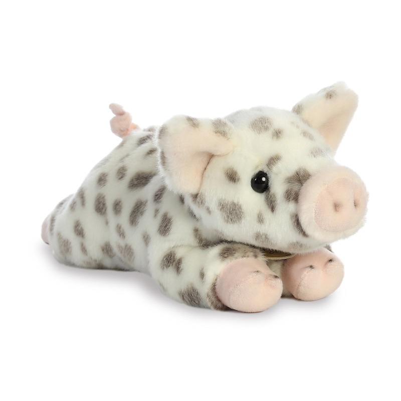 Aurora Realistic Miyoni Spotted Piglet Stuffed Animal - Lifelike Detail - Cherished Companionship - White 11 Inches