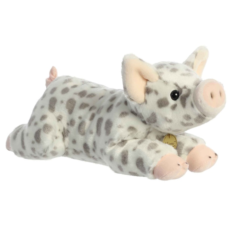 Aurora Realistic Miyoni Spotted Piglet Stuffed Animal - Lifelike Detail - Cherished Companionship - White 15 Inches