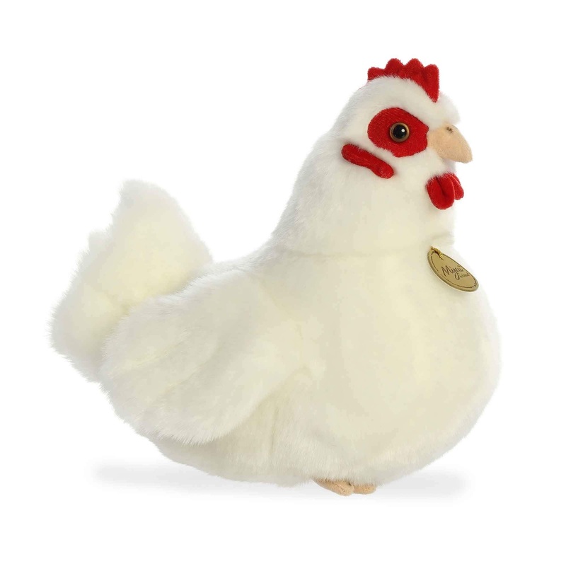 Aurora Realistic Miyoni White Hen Stuffed Animal - Lifelike Detail - Cherished Companionship - White 9 Inches
