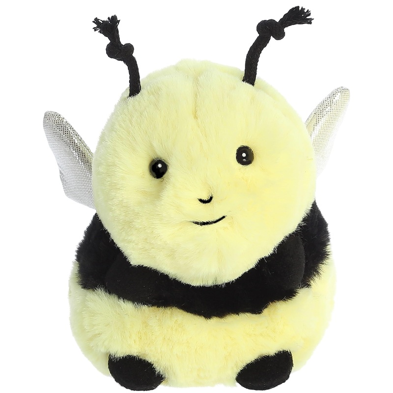Aurora Round Rolly Pet Bee Happy Stuffed Animal - Adorable Companions - On-The-Go Fun - Yellow 5 Inches