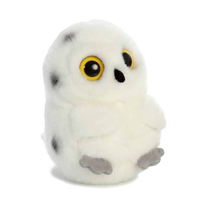 Aurora Round Rolly Pet Hoot Owl Stuffed Animal - Adorable Companions - On-The-Go Fun - White 5 Inches