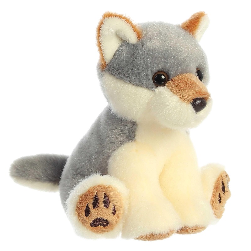 Aurora Snuggly Lil Wiley Wolf Stuffed Animal - Comforting Companion - Imaginative Play - Gray 5 Inches