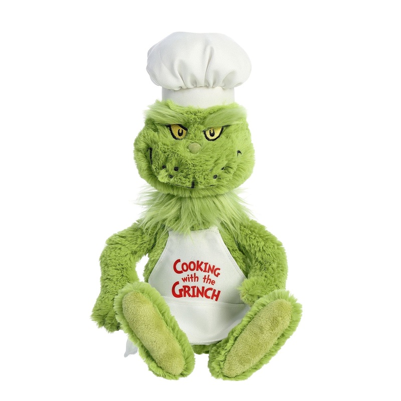 Aurora Whimsical Dr. Seuss Chef Grinch Stuffed Animal - Magical Storytelling - Officially Licensed - Green 14 Inches