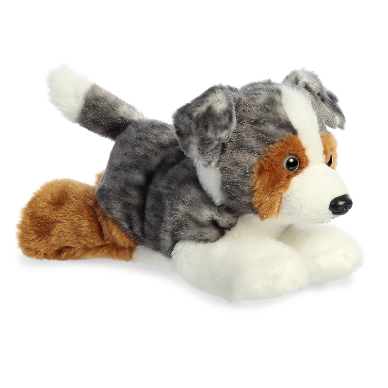 Aurora Adorable Mini Flopsie Australian Shepherd Stuffed Animal - Playful Ease - Timeless Companions - Multicolor 8 Inches