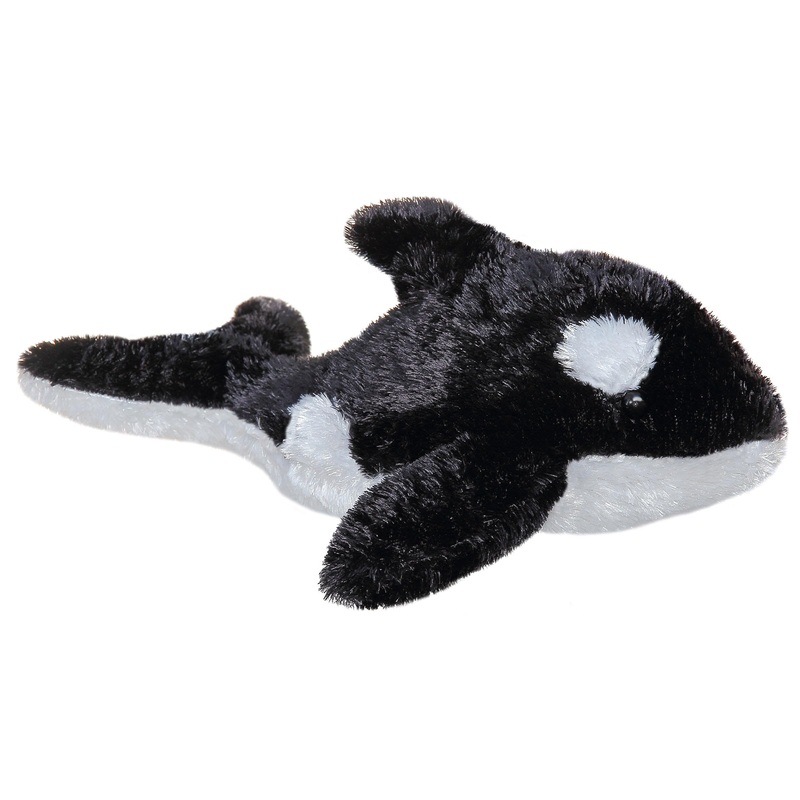 Aurora Adorable Mini Flopsie Orca Stuffed Animal - Playful Ease - Timeless Companions - Black 8 Inches