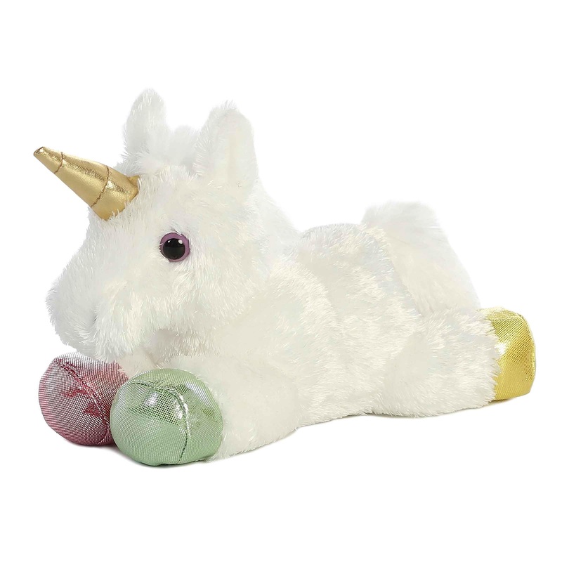 Aurora Adorable Mini Flopsie Prism Unicorn Stuffed Animal - Playful Ease - Timeless Companions - White 8 Inches