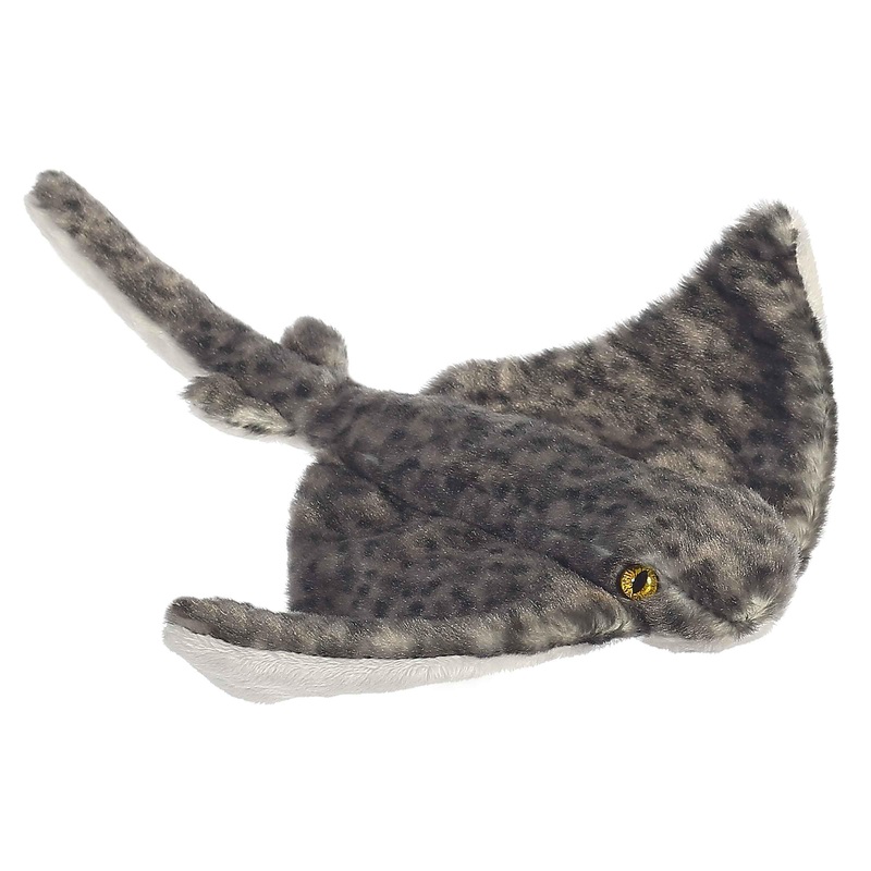 Aurora Adorable Mini Flopsie Sting Ray Stuffed Animal - Playful Ease - Timeless Companions - Gray 8 Inches