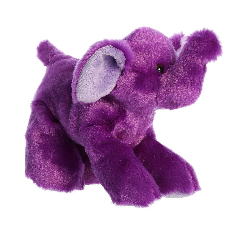 Aurora Adorable Mini Flopsie Violet Elephant Stuffed Animal - Playful Ease - Timeless Companions - Purple 8 Inches
