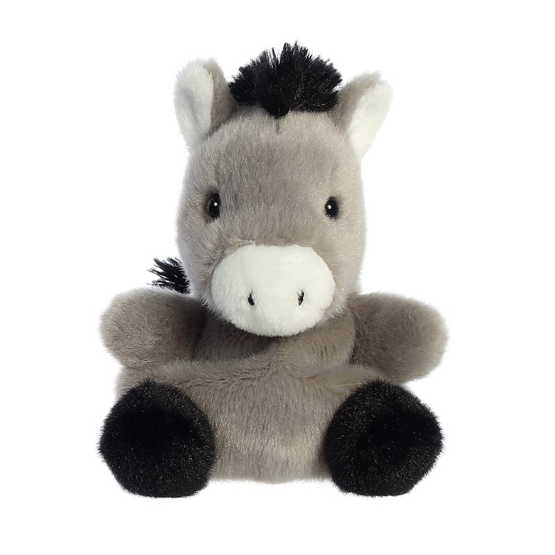 Aurora Adorable Palm Pals Eli Donkey Stuffed Animal - Pocket-Sized Play - Collectable Fun - Gray 5 Inches