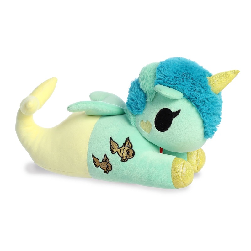 Aurora Enchanting Tokidoki Squishy Sea Green Stuffed Animal - Bright & Colorful Design - Showpiece Plush - Yellow 13 Inches