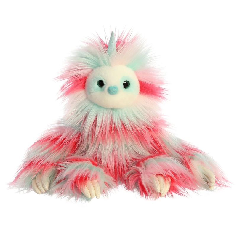 Aurora Exquisite Luxe Boutique Skyler Sloth Stuffed Animal - Luxurious Elegance - Sensory Delight - Multicolor 14 Inches
