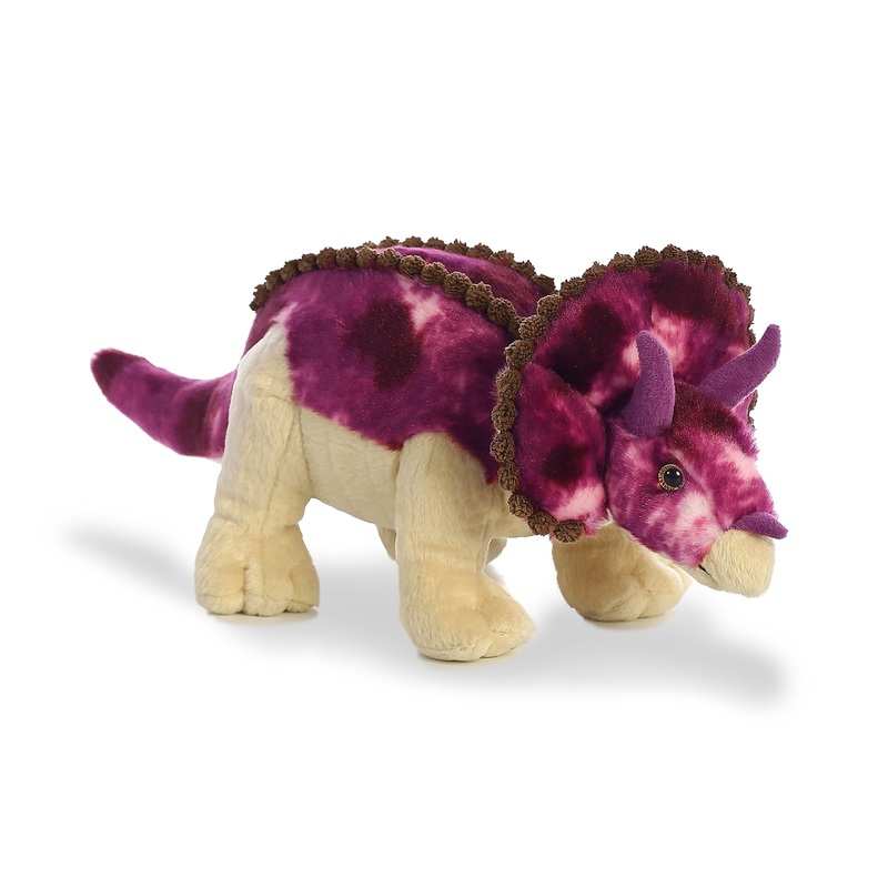 Aurora Ferocious Dinos & Dragons Triceratops Stuffed Animal - Prehistoric Fun - Cuddly Companions - Purple 14 Inches