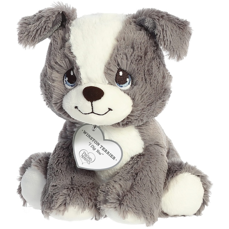 Aurora Inspirational Precious Moments Winston Terrier Stuffed Animal - Cherished Memories - Enduring Comfort - Gray 8.5 Inches