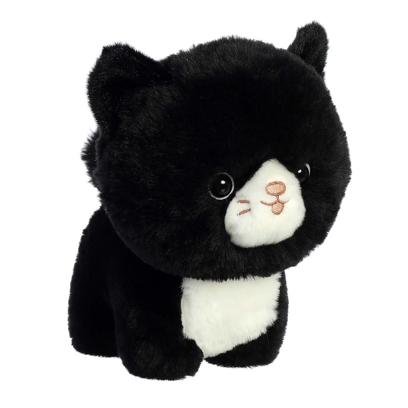 Aurora Playful Teddy Pets Tuxedo Cat Stuffed Animal - Unique Design - Endless Play - Black 6.5 Inches