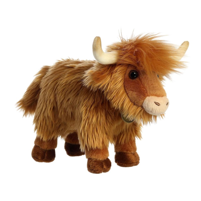 Aurora Realistic Miyoni Highland Cattle Stuffed Animal - Lifelike Detail - Cherished Companionship - Brown 10 Inches