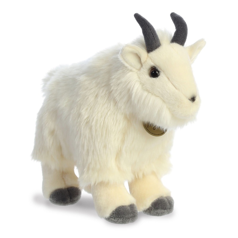 Aurora Realistic Miyoni Mountain Goat Stuffed Animal - Lifelike Detail - Cherished Companionship - White 10 Inches