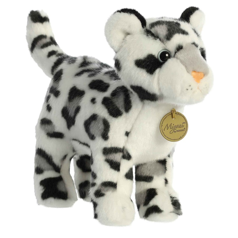 Aurora Realistic Miyoni Snow Leopard Stuffed Animal - Lifelike Detail - Cherished Companionship - White 10 Inches