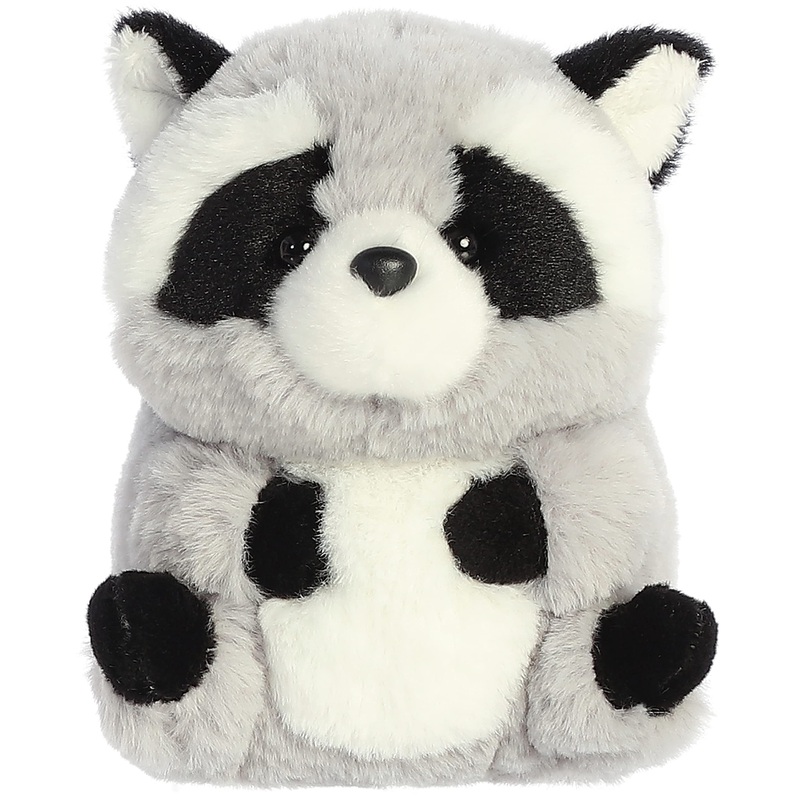 Aurora Round Rolly Pet Ripley Raccoon Stuffed Animal - Adorable Companions - On-The-Go Fun - Gray 5 Inches