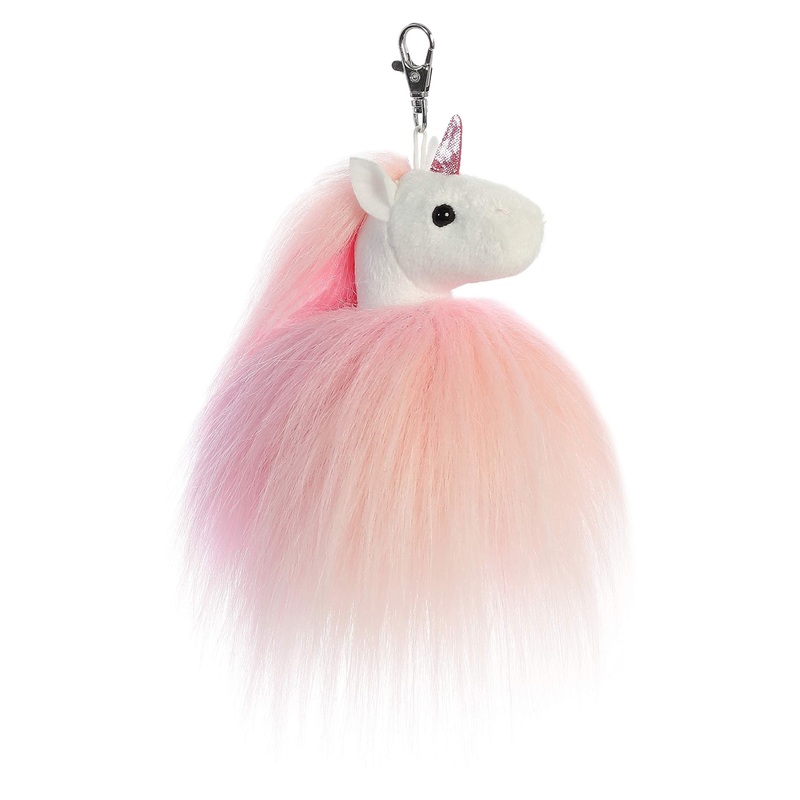 Aurora - Sparkle Tales - 5' Fluffy Unicorn Key Clip