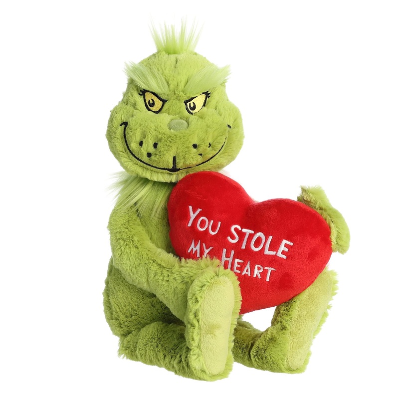 Aurora Whimsical Dr. Seuss Stole My Heart Grinch Stuffed Animal - Magical Storytelling - Officially Licensed - Green 15 Inches
