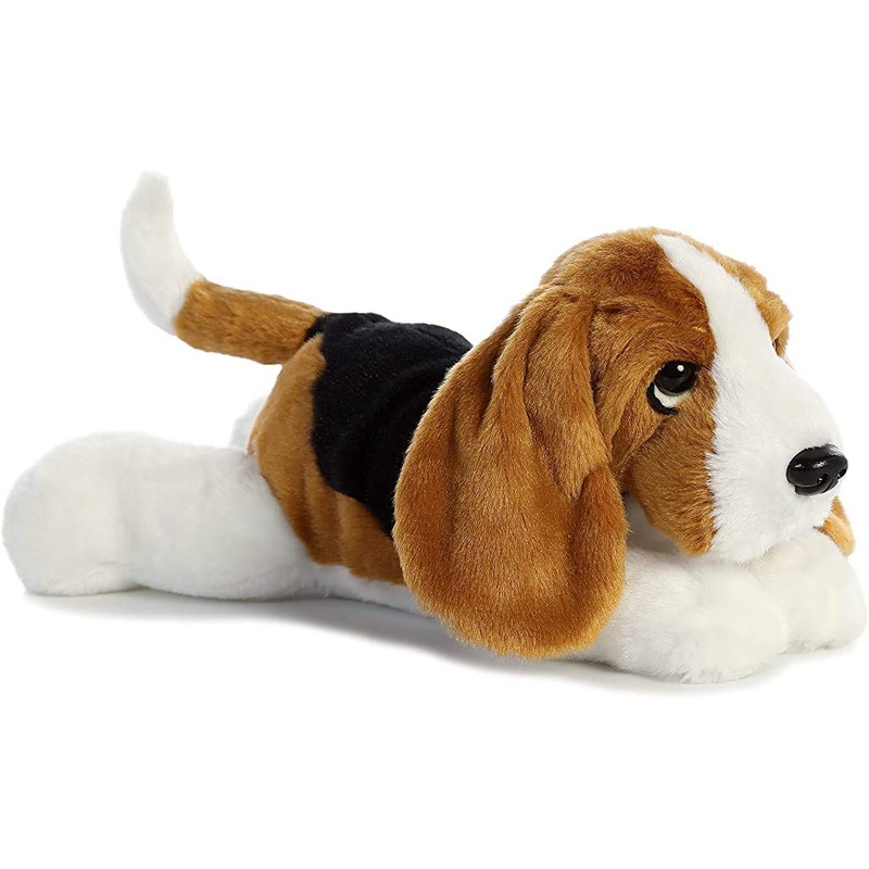 Aurora Adorable Flopsie Basset Hound Stuffed Animal - Playful Ease - Timeless Companions - Brown 12 Inches