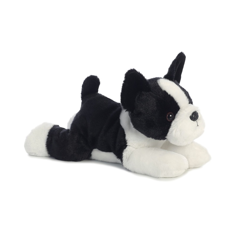 Aurora Adorable Flopsie Buster Boston Terrier Stuffed Animal - Playful Ease - Timeless Companions - Black 12 Inches