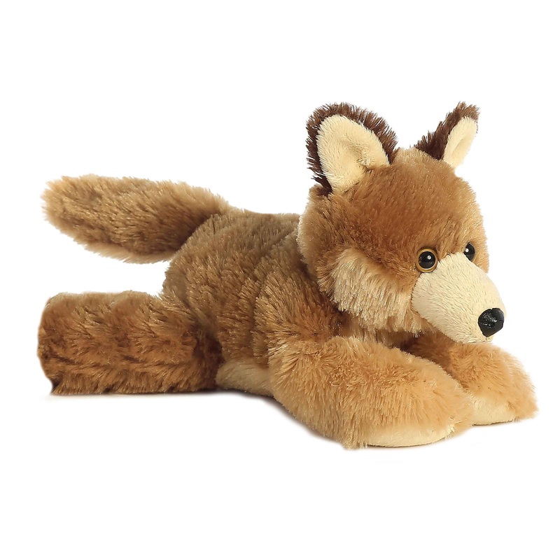 Aurora Adorable Mini Flopsie Clever Coyote Stuffed Animal - Playful Ease - Timeless Companions - Brown 8 Inches