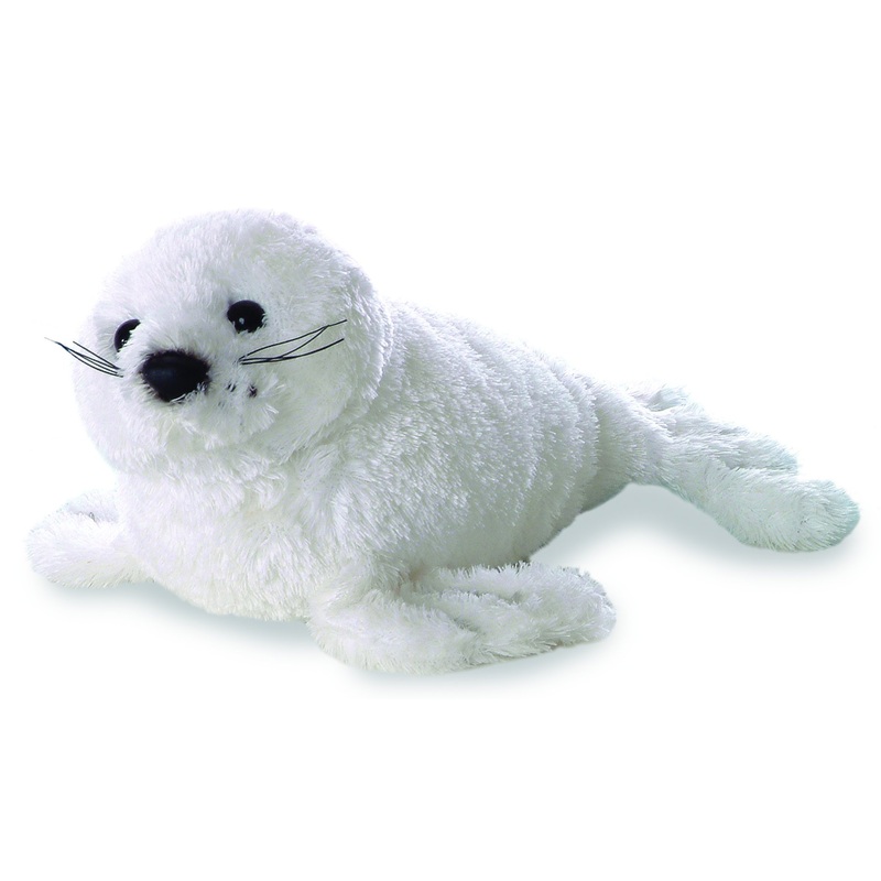 Aurora Adorable Mini Flopsie Harp Seal Stuffed Animal - Playful Ease - Timeless Companions - White 8 Inches