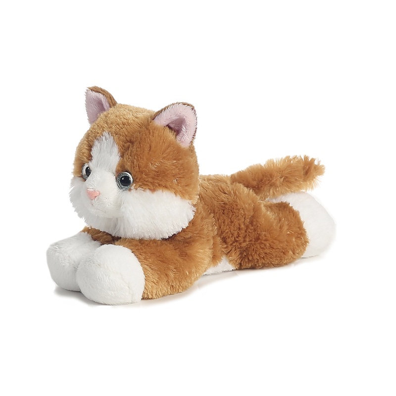 Aurora Adorable Mini Flopsie Sunshine Tabby Stuffed Animal - Playful Ease - Timeless Companions - Brown 8 Inches
