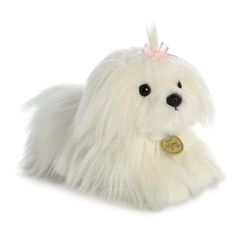 Aurora Adorable Miyoni Tots Maltese Puppy Stuffed Animal - Lifelike Detail - Cherished Companionship - White 11 Inches
