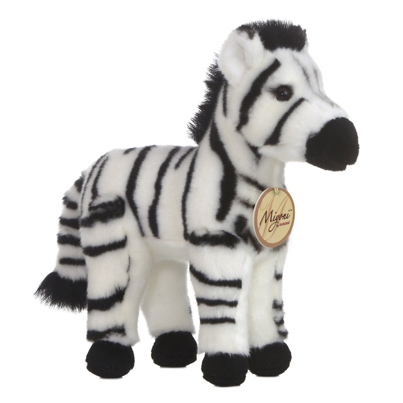 Aurora Adorable Miyoni Zebra Stuffed Animal - Lifelike Detail - Cherished Companionship - White 11 Inches