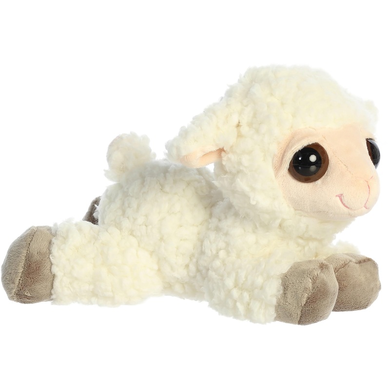 Aurora Enchanting Dreamy Eyes Lea Lamb Stuffed Animal - Captivating Gaze - Aesthetic Appeal - White 10 Inches