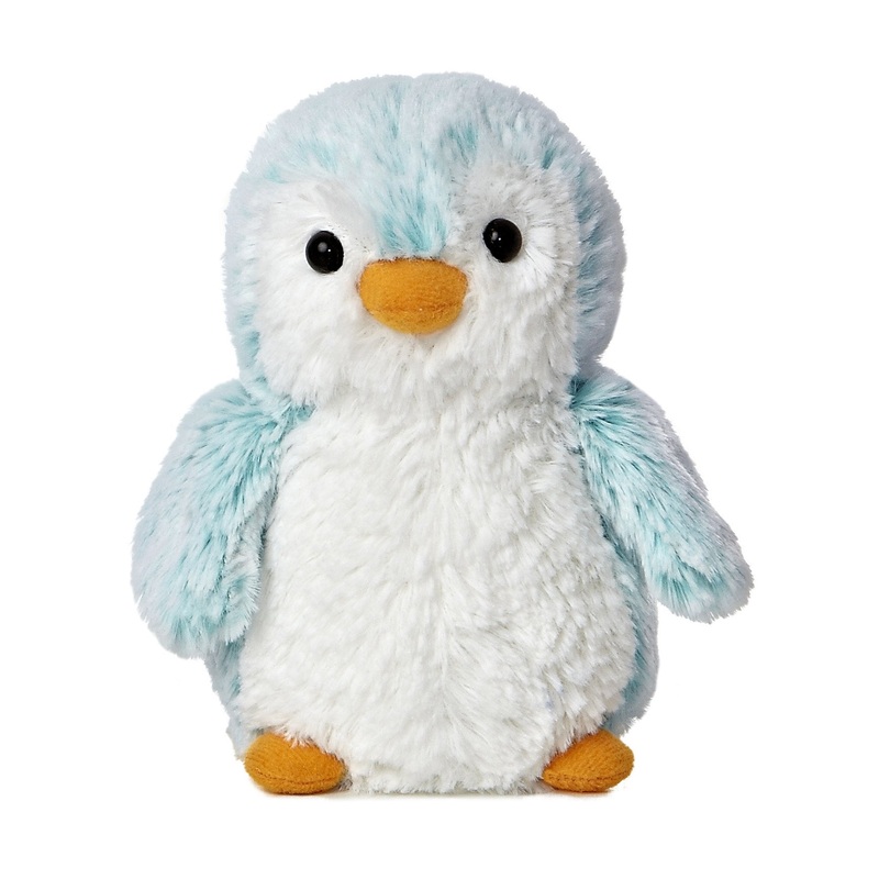 Aurora Playful Pompom Penguin Brights Stuffed Animal - Vibrant Companions - Endless Fun - Blue 6 Inches
