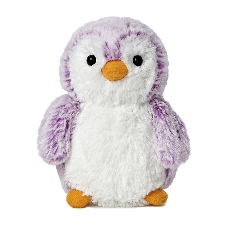 Aurora Playful Pompom Penguin Brights Stuffed Animal - Vibrant Companions - Endless Fun - Violet 6 Inches