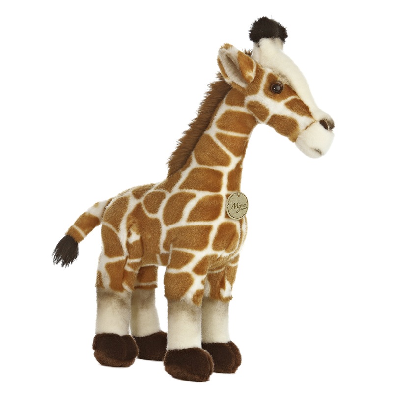 Aurora Realistic Miyoni Giraffe Stuffed Animal - Lifelike Detail - Cherished Companionship - Brown 17.5 Inches