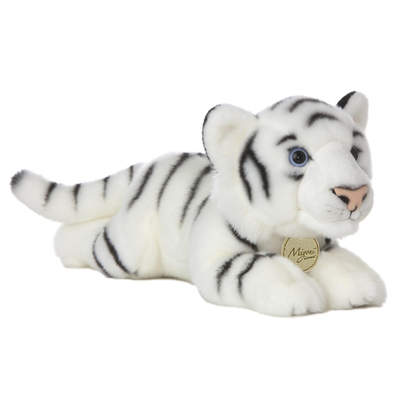 Aurora Realistic Miyoni White Tiger Stuffed Animal - Lifelike Detail - Cherished Companionship - 8 Inches